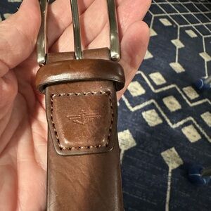 Dockers Brown Coated Leather Belt with Silver Buckle Size 42